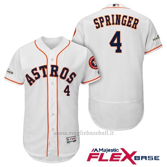 Maglia Baseball Uomo Houston Astros 2017 Postseason George Springer Bianco Flex Base